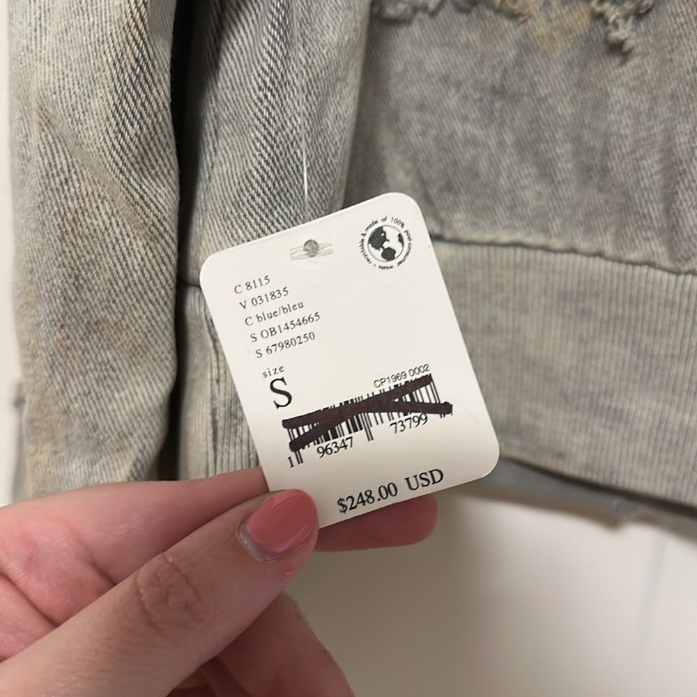 Free People Mazzie Denim Bomber Jacket NEW - Picture 8 of 9